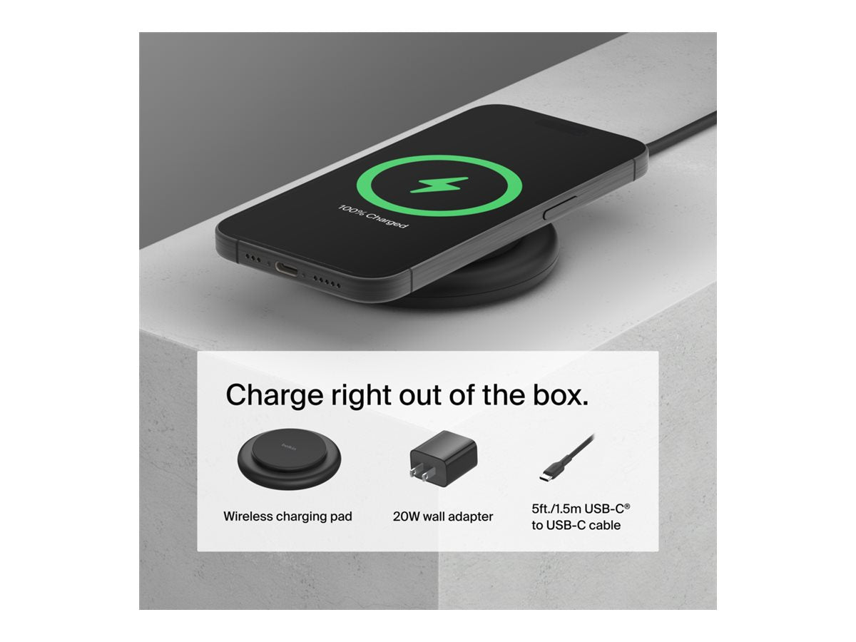 Belkin Boostcharge Wireless Charging Pad - Magnetic With Qi2 - + Ac Power Adapter Wia009ttbk