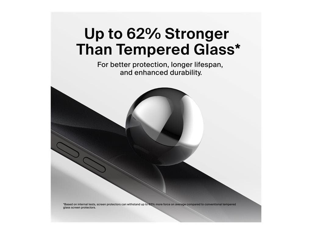 Belkin ScreenForce InvisiGlass - Screen protector for cellular phone - treated - glass - with privacy filter - 4-way - for Apple OVA169FQ