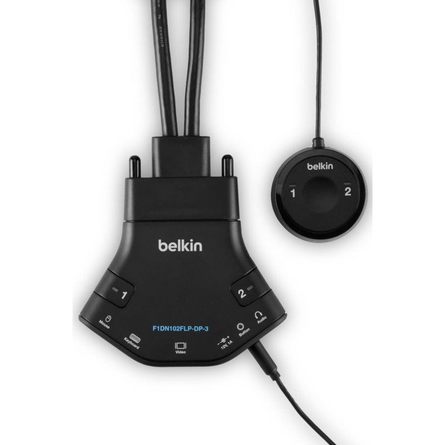Belkin Secure 2-port Flip DP-to-DP KVM with Audio, PP 3.0 F1DN102FLP-DP-3