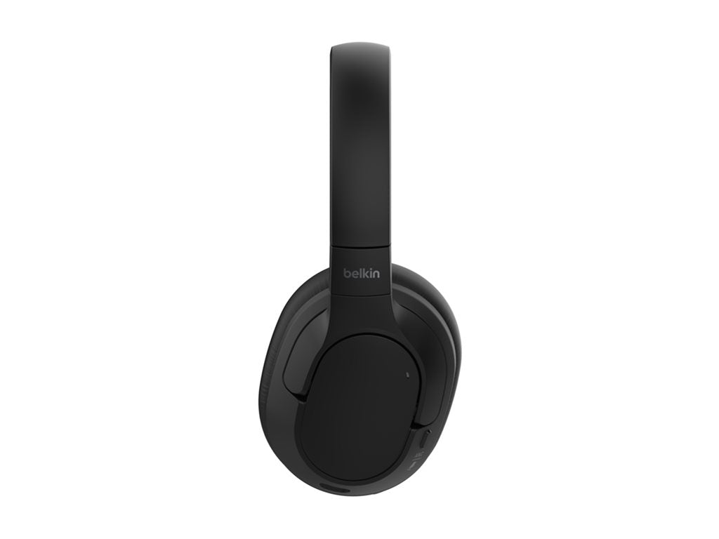 Belkin SoundForm Isolate - Headphones with mic - full size - Bluetooth - wireless, wired - active noise canceling - USB-C, 3.5 AUD008FQBK