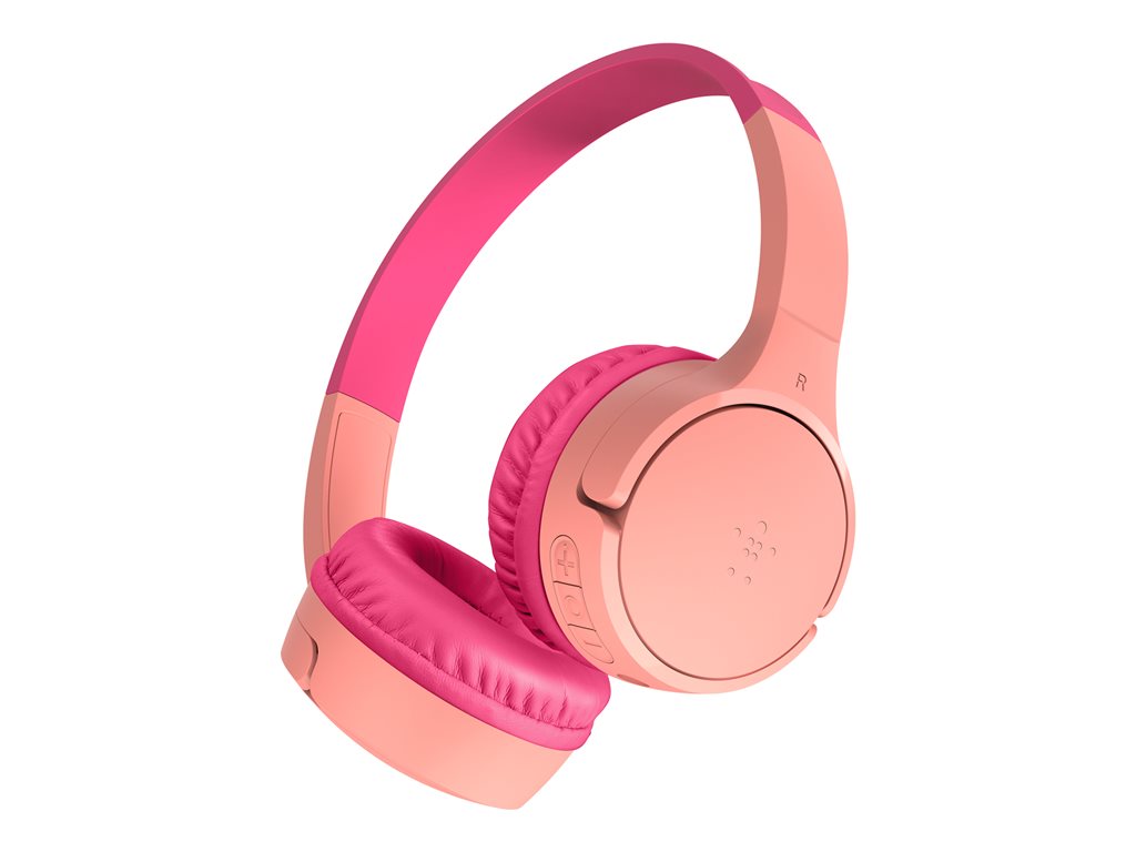 Belkin SoundForm Mini - Headphones with mic - on-ear - Bluetooth - wireless, wired - 3.5 mm jack - pink AUD001BTPKV3