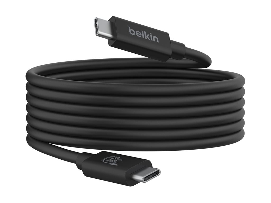 Belkin - USB cable - 24 pin USB-C (M) to 24 pin USB-C (M) - USB 2.0 / USB 3.0 / USB 3.2 / USB 4.0 /Thunderbolt 3 / Thunderbolt INZ004BT2MBK