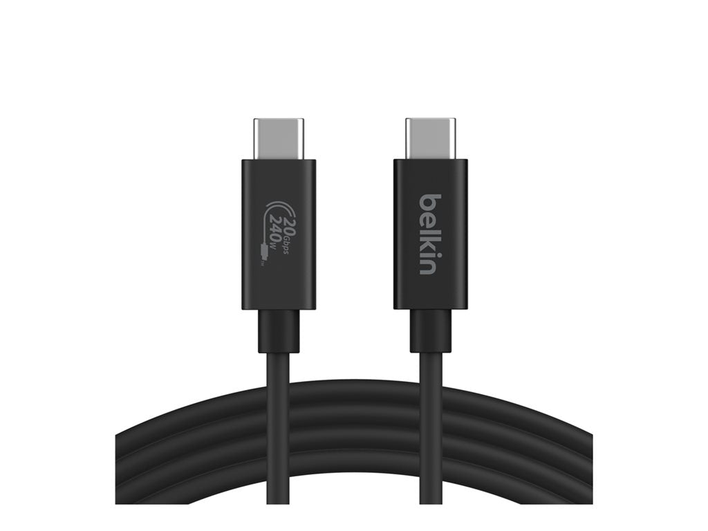 Belkin - USB cable - 24 pin USB-C (M) to 24 pin USB-C (M) - USB 2.0 / USB 3.0 / USB 3.2 / USB 4.0 /Thunderbolt 3 / Thunderbolt INZ004TT1.2MBK