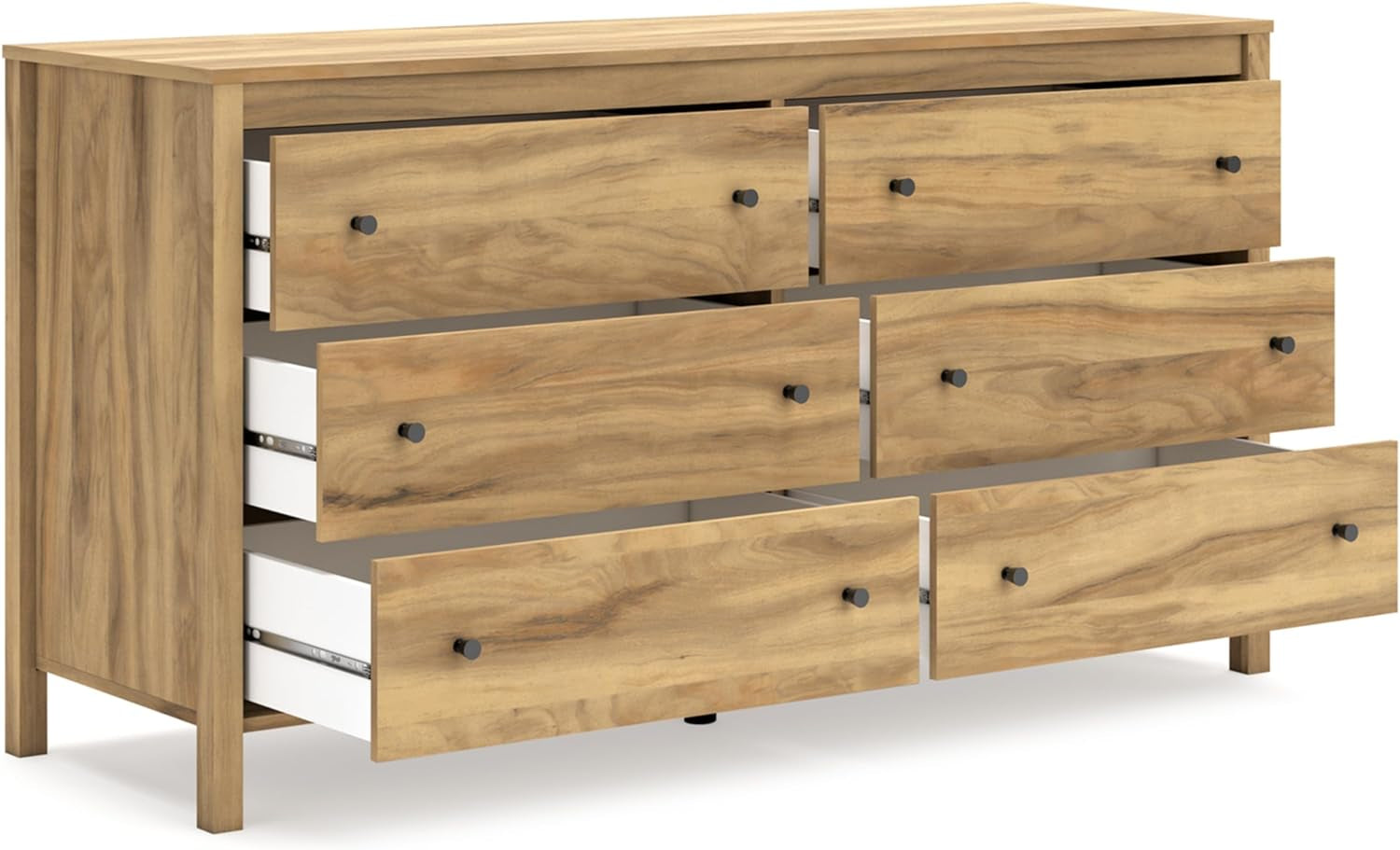 Bermacy 6 Drawer Dresser Light Brown Bedroom Storage