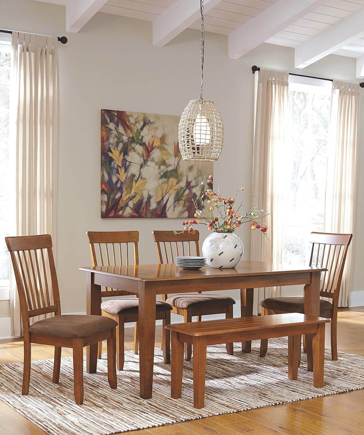 Berringer 17.5 Inch Rustic Dining Bench Brown Wood