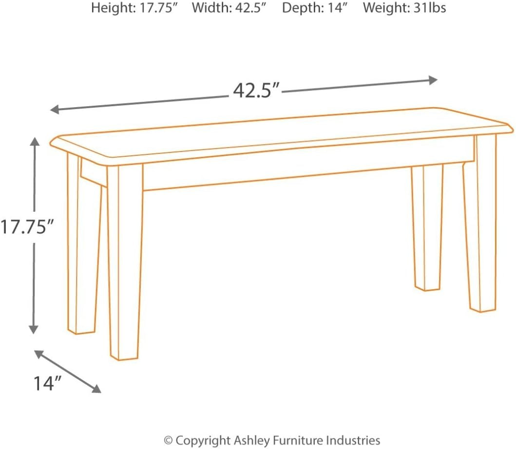 Berringer 17.5 Inch Rustic Dining Bench Brown Wood