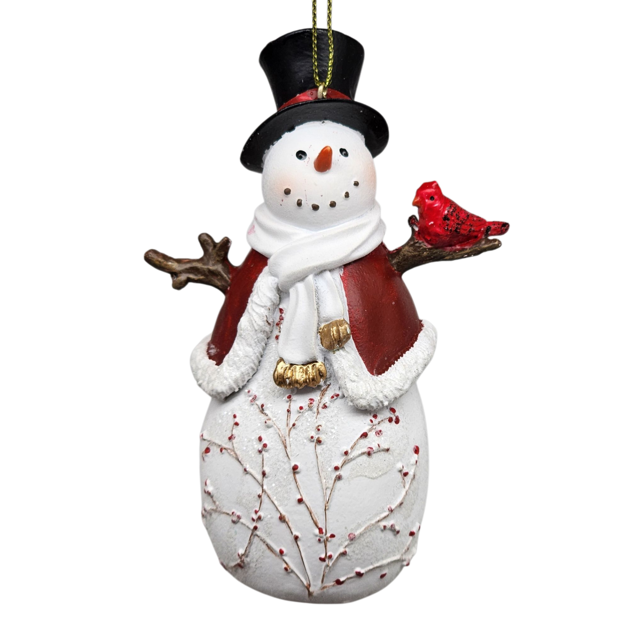Berry Vine Snowman with Cardinal