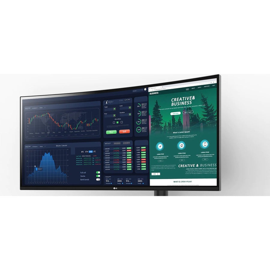 Best UltraWide Monitor 34 inch - LG Curved QHD IPS Ergo Monitor HDR10 USB-C AMD FreeSync | TecISoft 34BP88CN-B