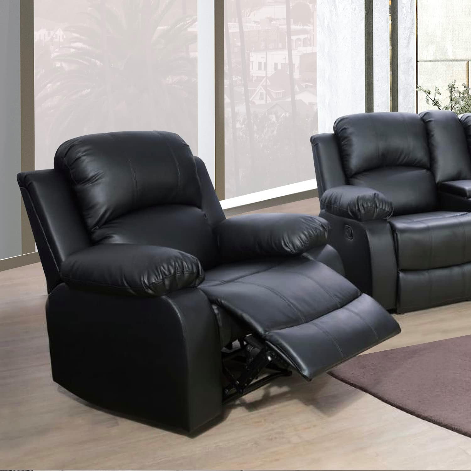 Beverly Fine 3 Piece Recliner Living Room Set Faux Leather