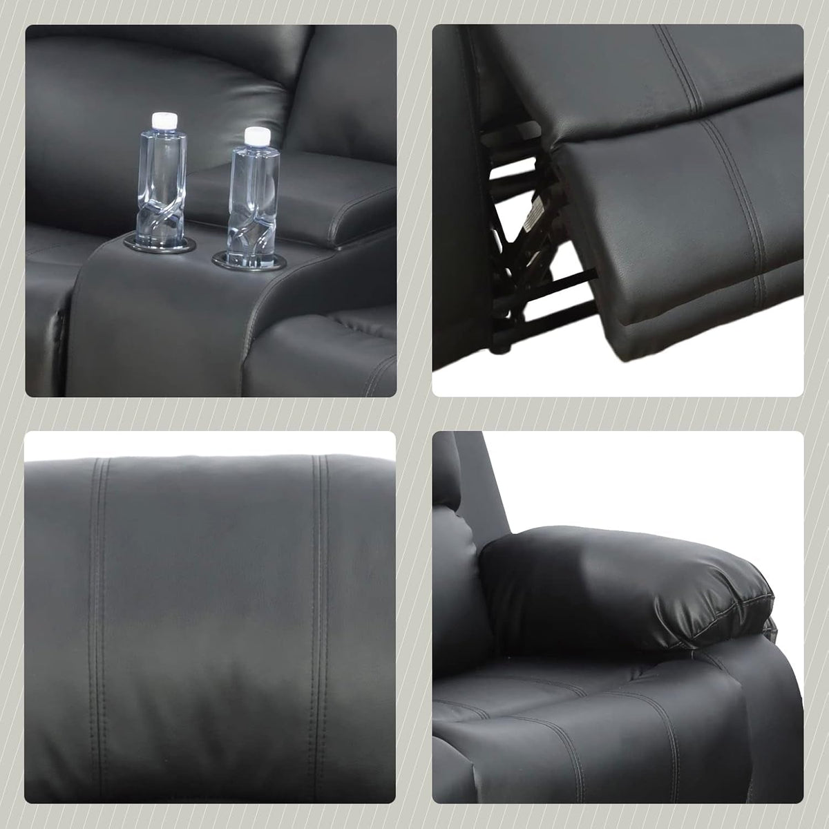 Beverly Fine 3 Piece Recliner Living Room Set Faux Leather