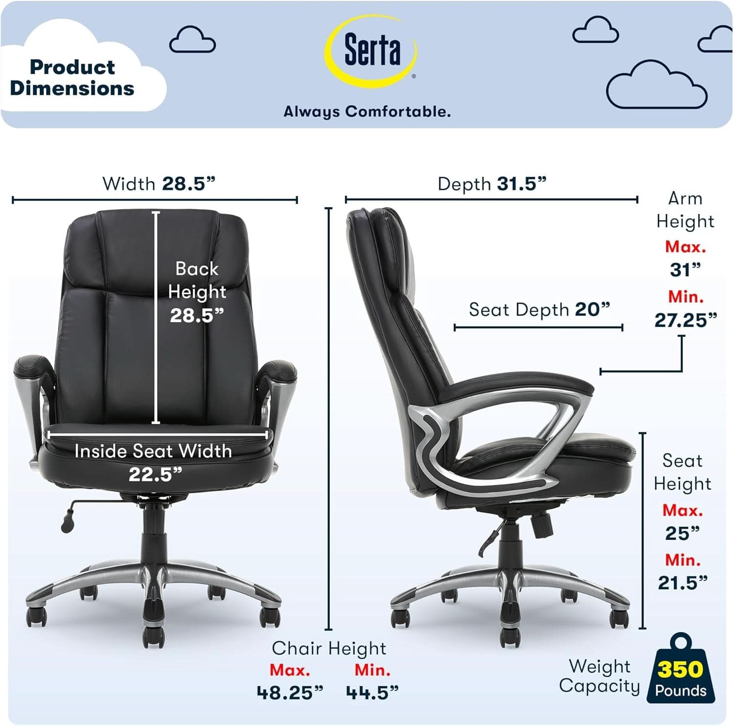 Big And Tall Black Ergonomic Executive Office Chair