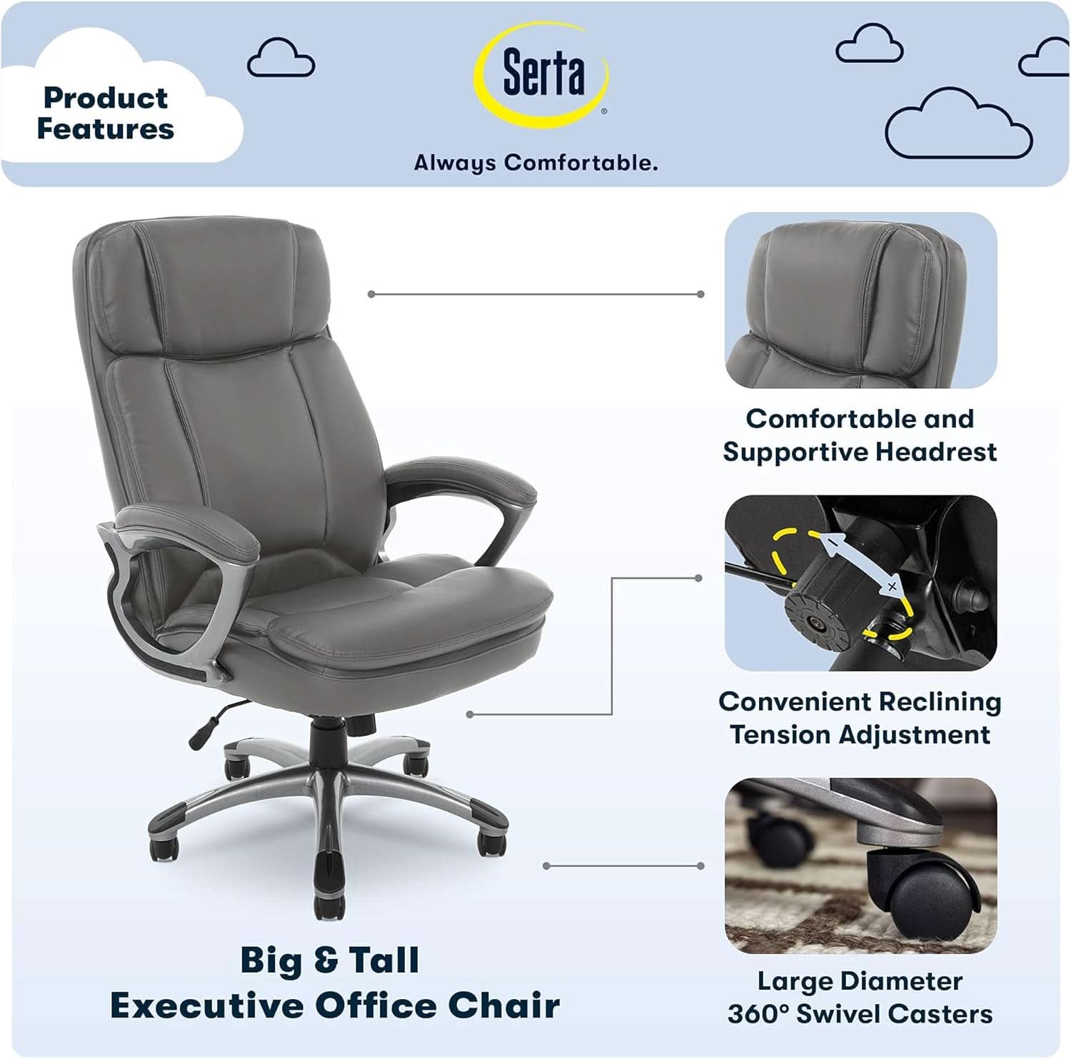 Big And Tall Executive Office Chair With High Back