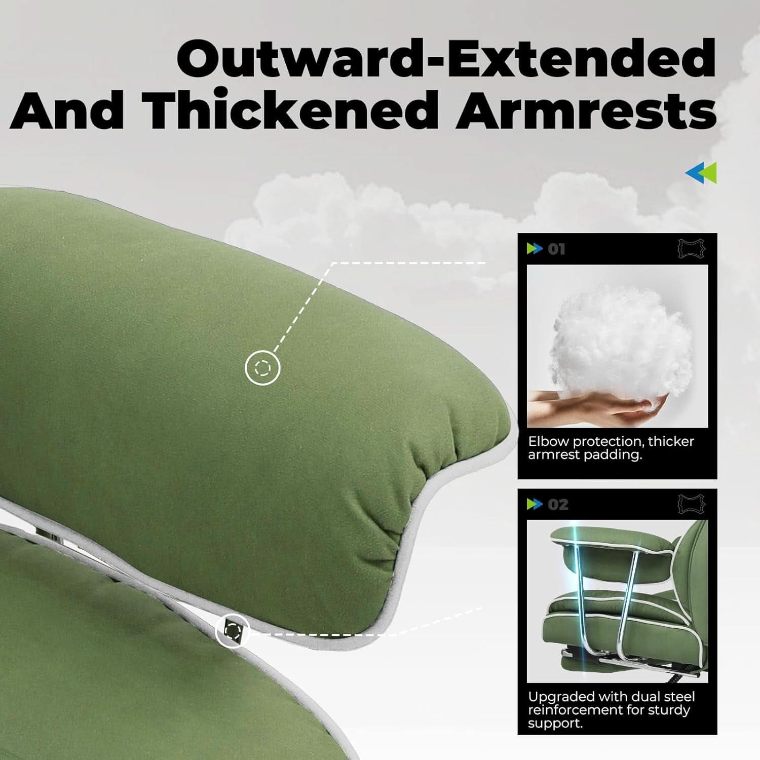 Big And Tall Gaming Chair Green With Lumbar Support