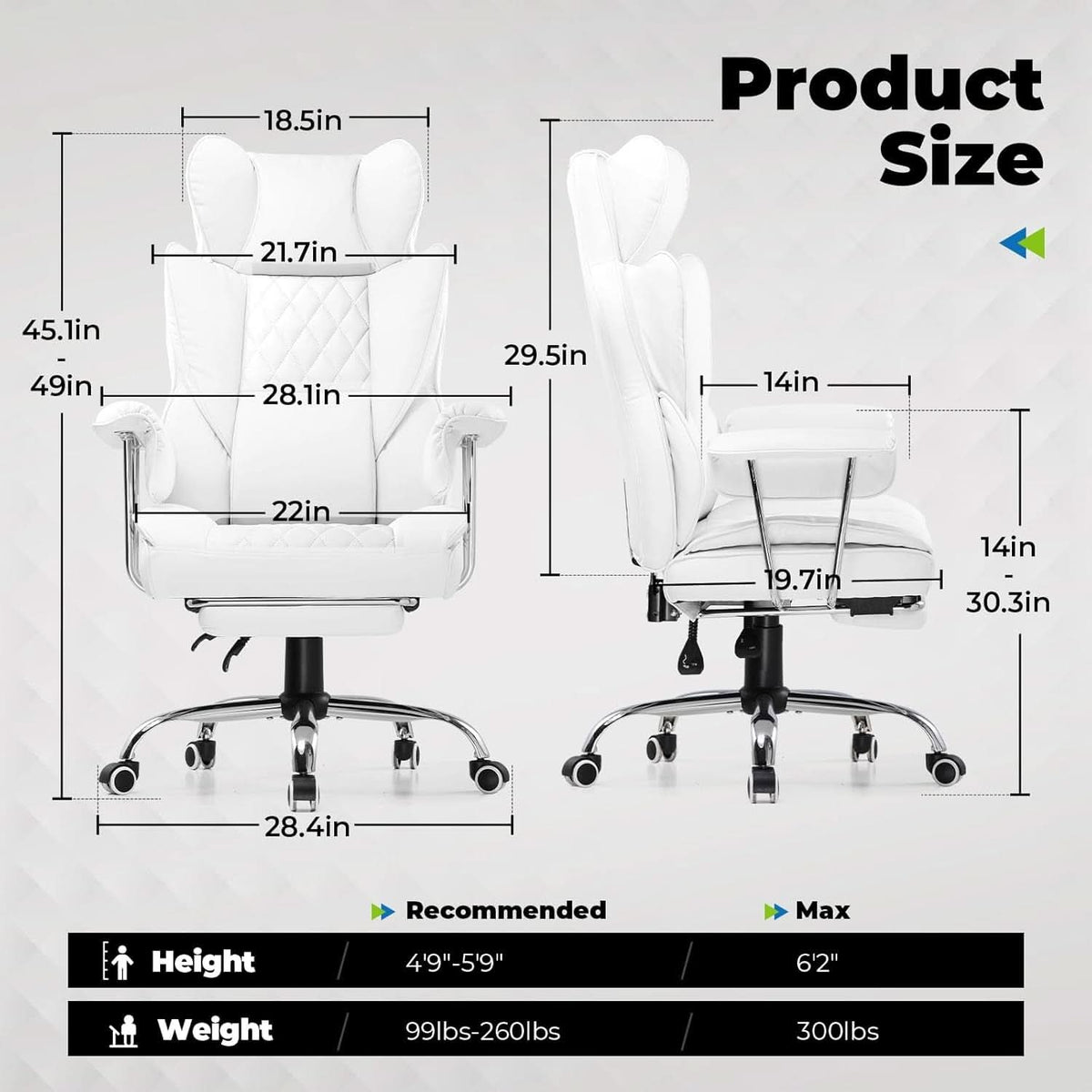Big And Tall Gaming Chair With Lumbar Support And Footrest