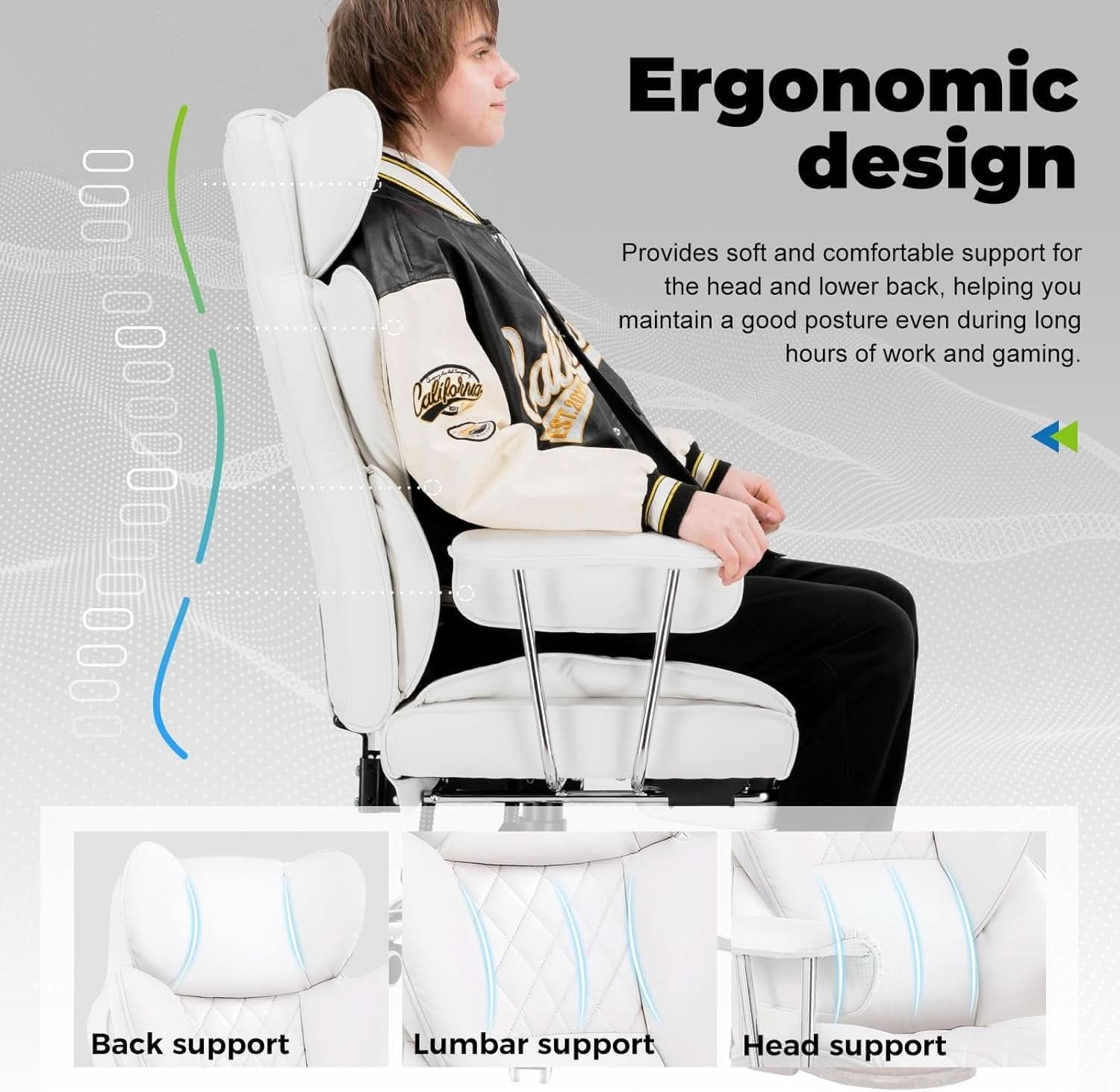 Big And Tall Gaming Chair With Lumbar Support And Footrest