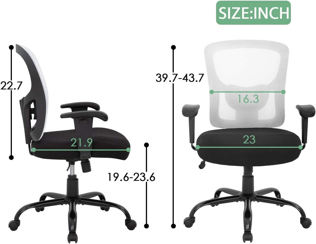 Big And Tall Office Chair 400 Lbs Capacity Adjustable Lumbar Support