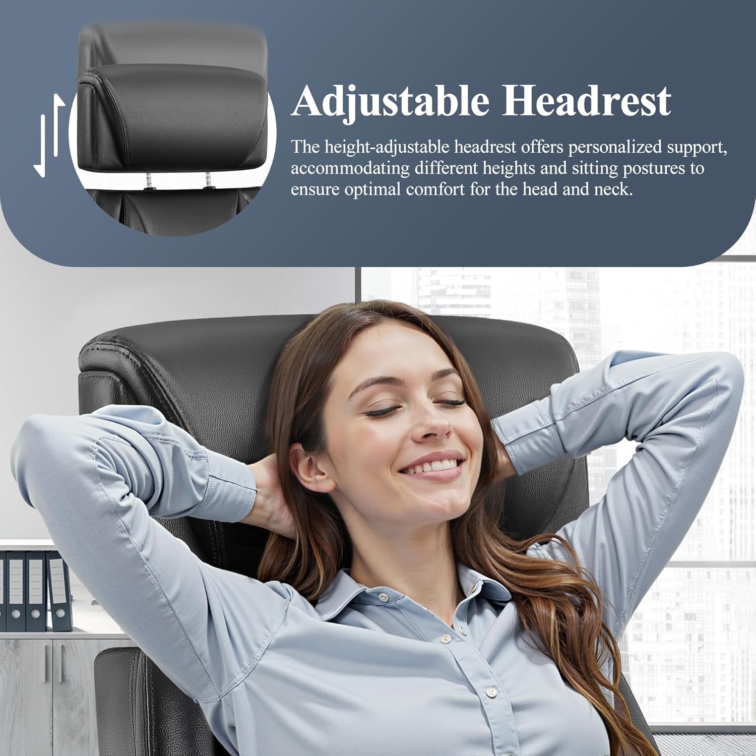 Big Tall Leather Office Chair With Lumbar Support And Flip Up Arms