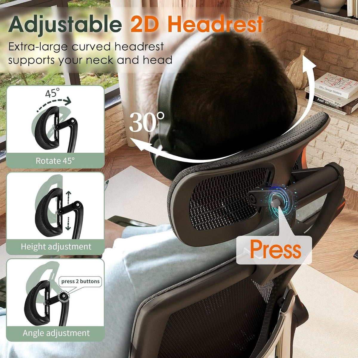 Big Tall Mesh Office Chair With Headrest And Tilt
