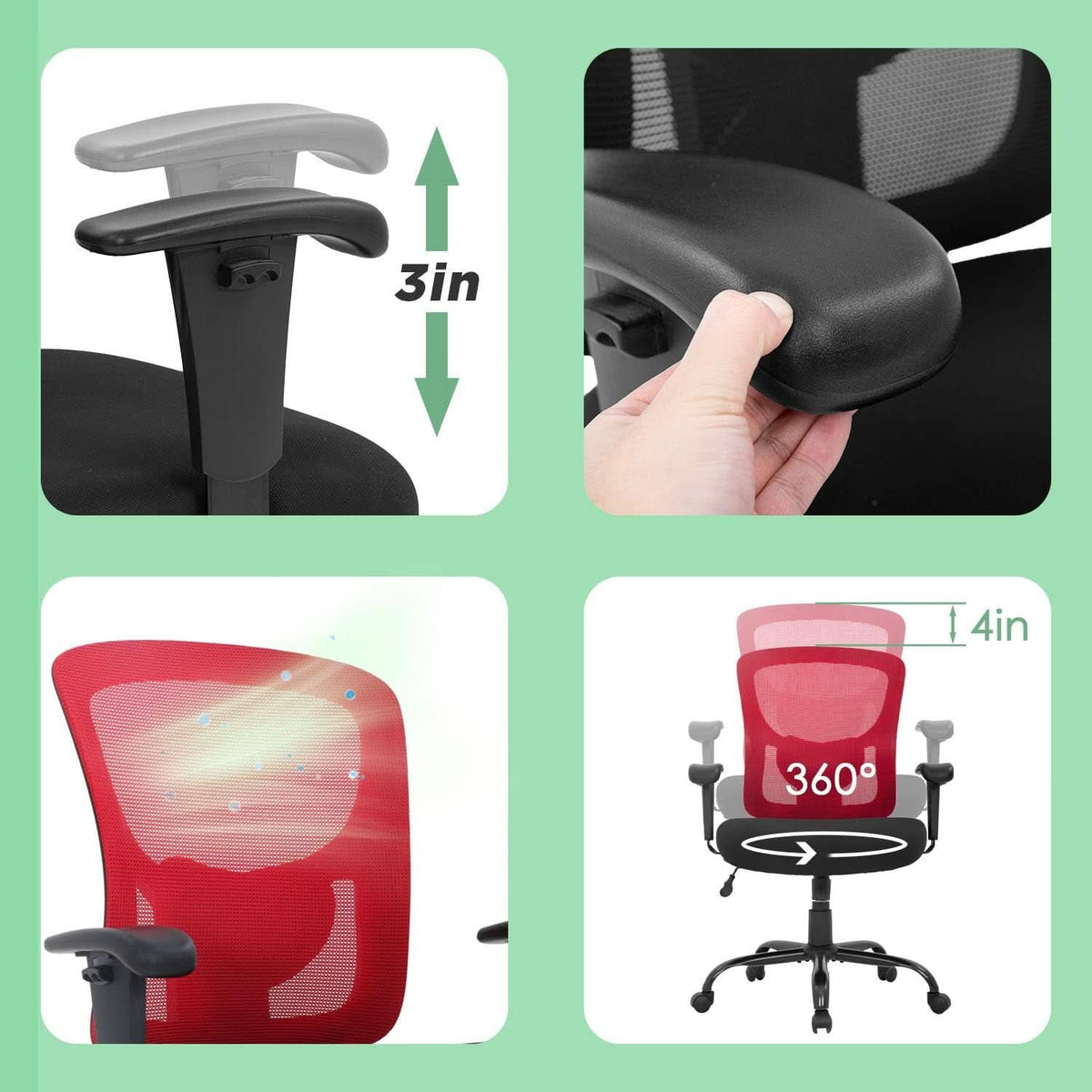 Big and Tall Office Chair With Lumbar Support For Desk
