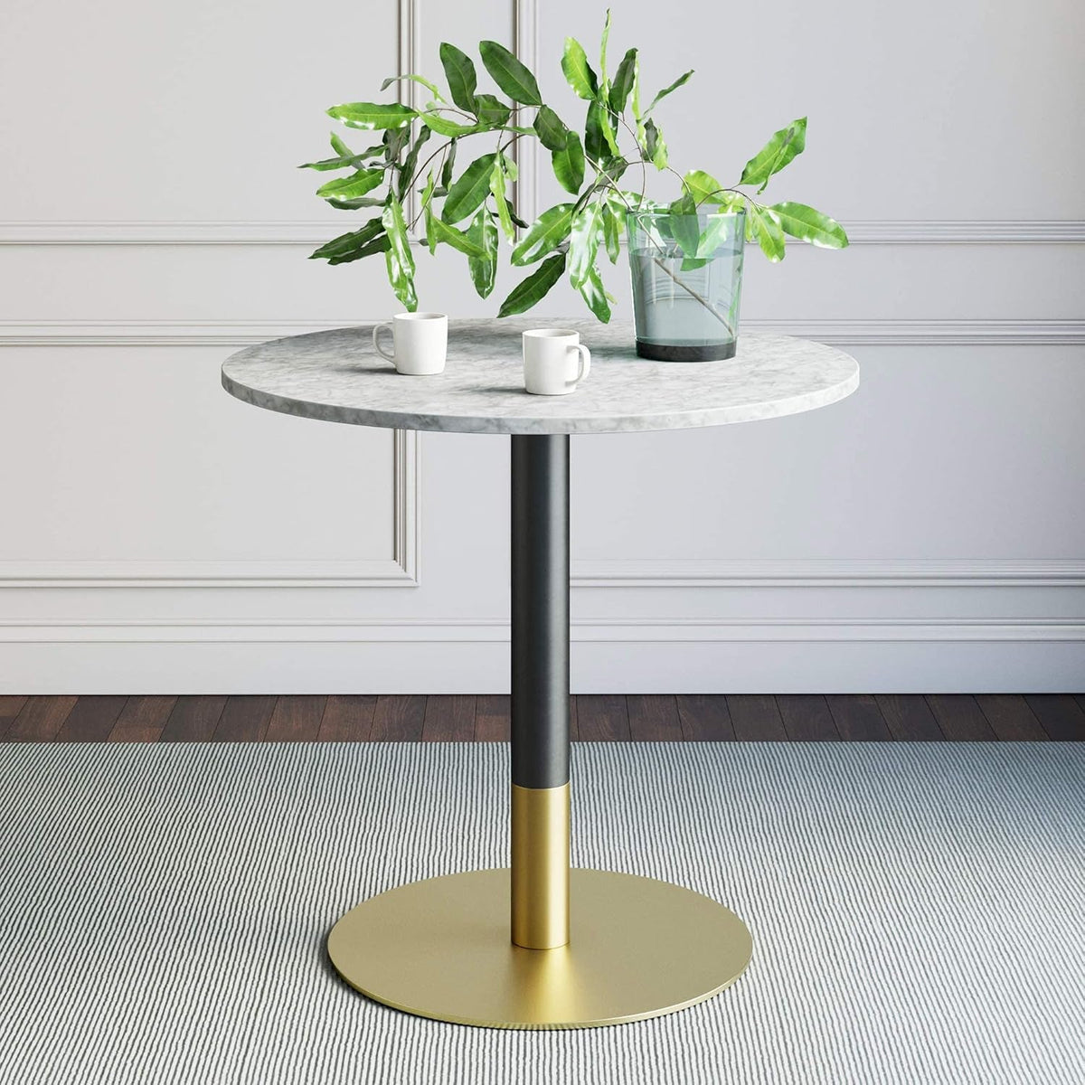 Bistro Lucy Round Dining Table With Faux Carrara Marble