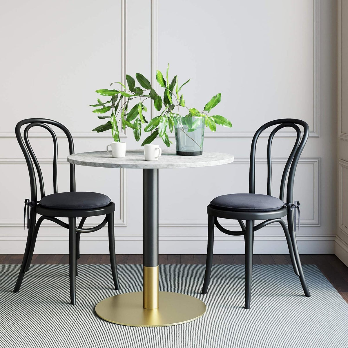 Bistro Lucy Round Dining Table With Faux Carrara Marble