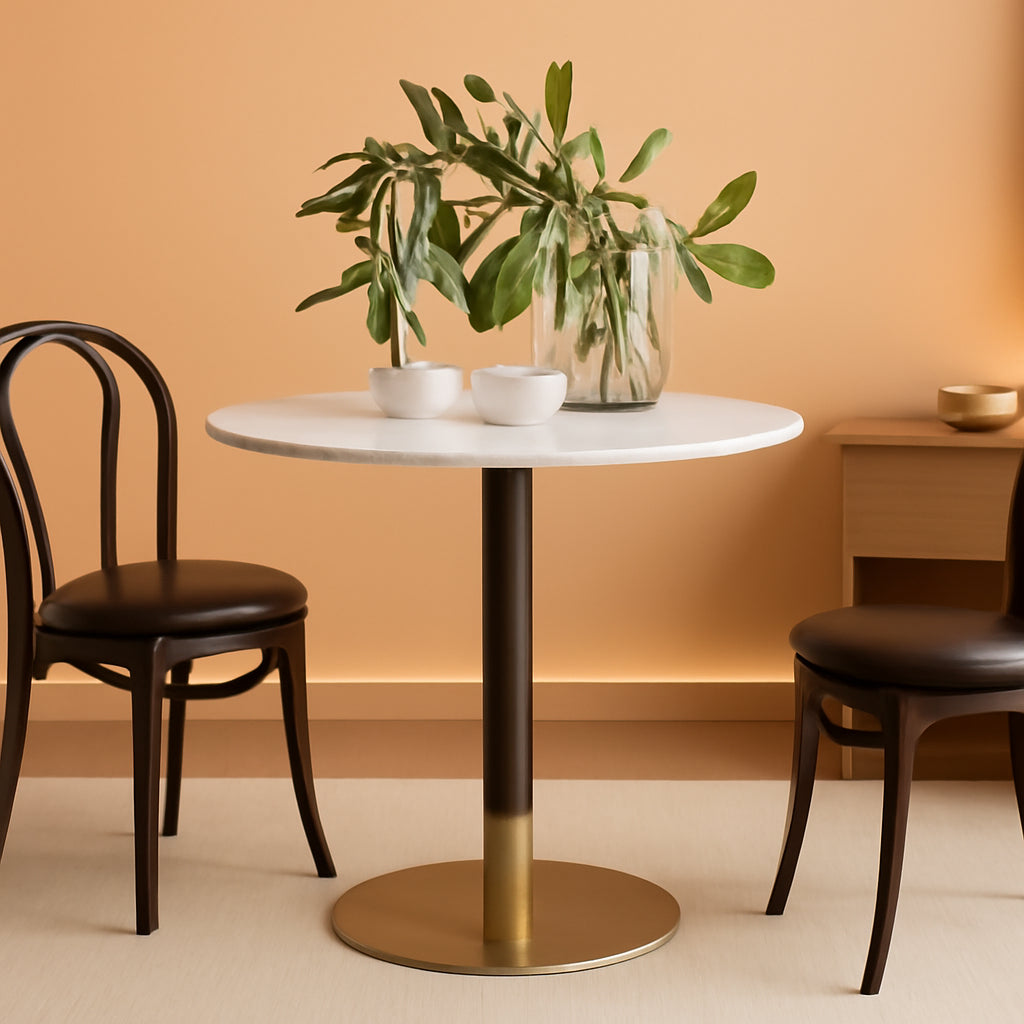 Bistro Lucy Round Dining Table With Faux Carrara Marble