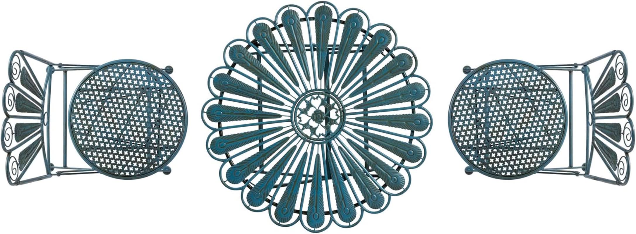 Bistro Set 3 Piece Light Blue Outdoor Patio Furniture