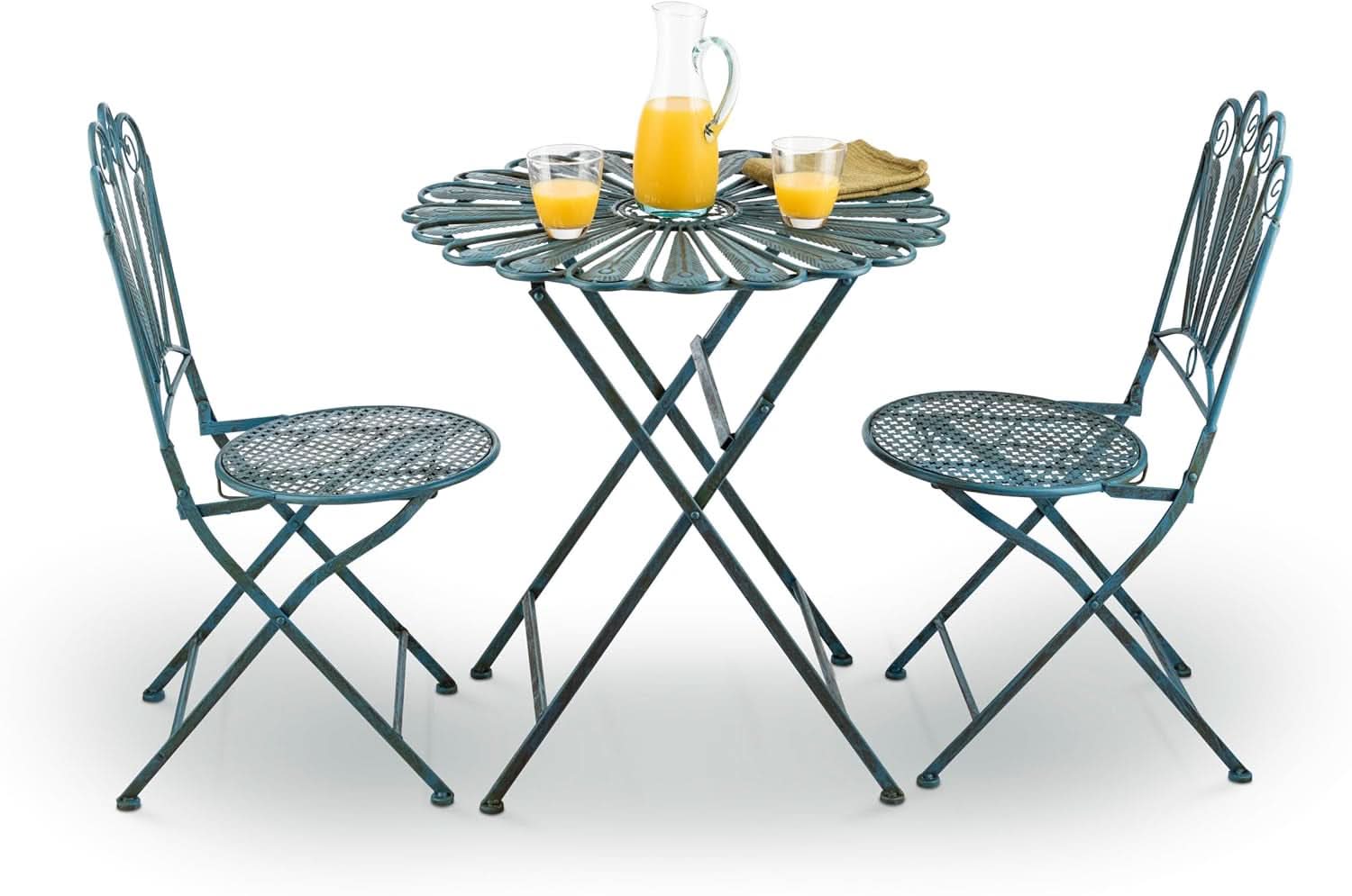Bistro Set 3 Piece Light Blue Outdoor Patio Furniture