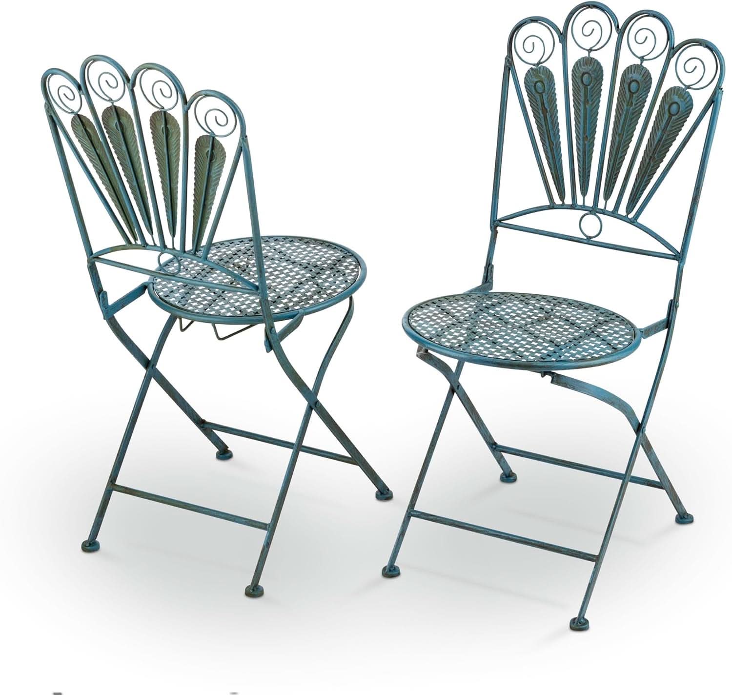 Bistro Set 3 Piece Light Blue Outdoor Patio Furniture