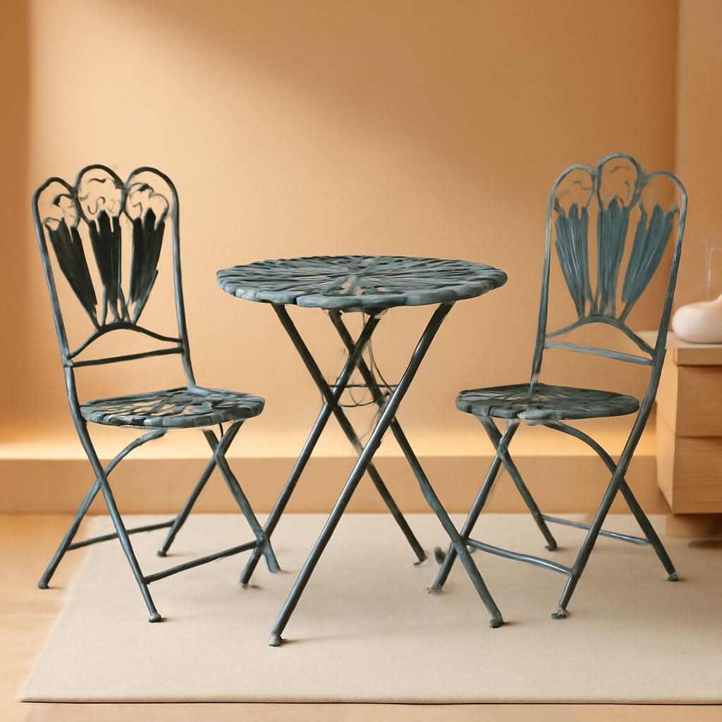 Bistro Set 3 Piece Light Blue Outdoor Patio Furniture