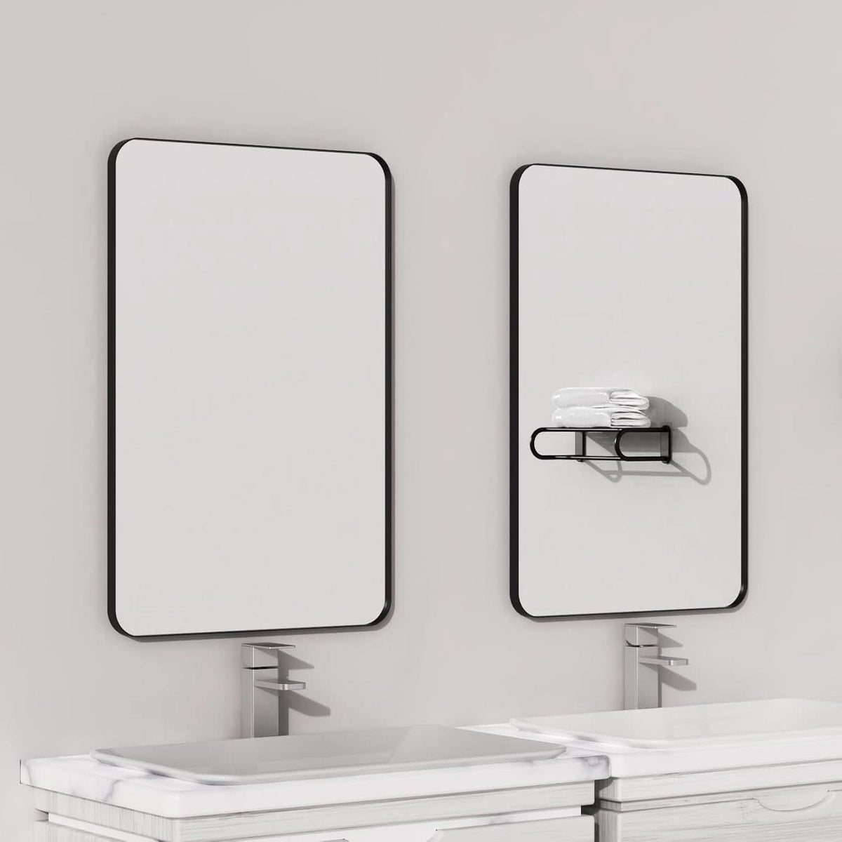 Black 18x26 Inch Bathroom Mirror Over Vanity Wall Mount