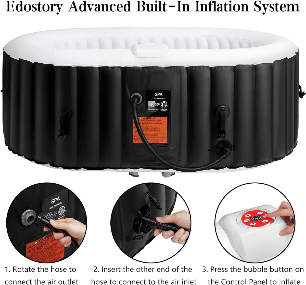 Black 2 Person Oval Inflatable Hot Tub With 90 Jets