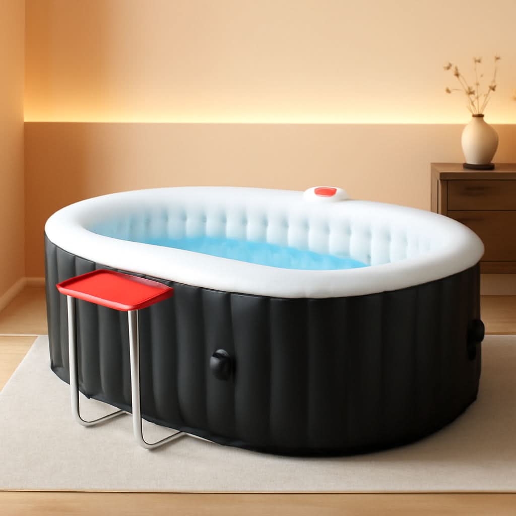 Oblong Inflatable Black 2 Person Oval Inflatable Hot Tub With 90 Jets
