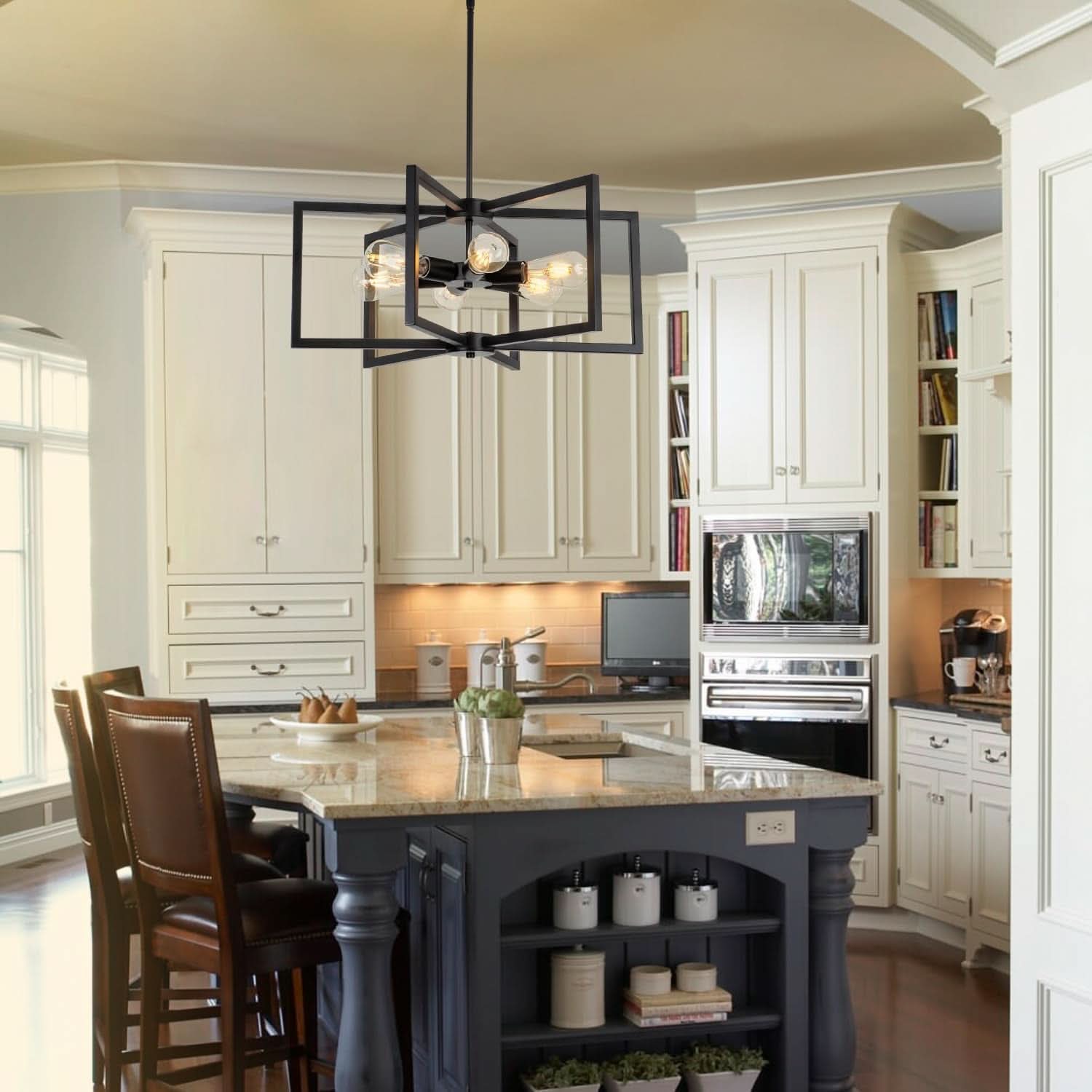Black 23 Inch Farmhouse Chandelier For Dining Room