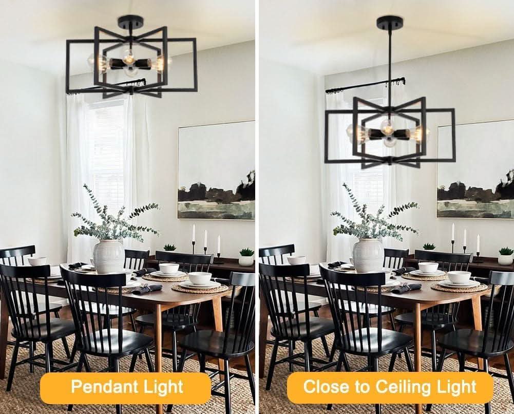 Black 23 Inch Farmhouse Chandelier For Dining Room
