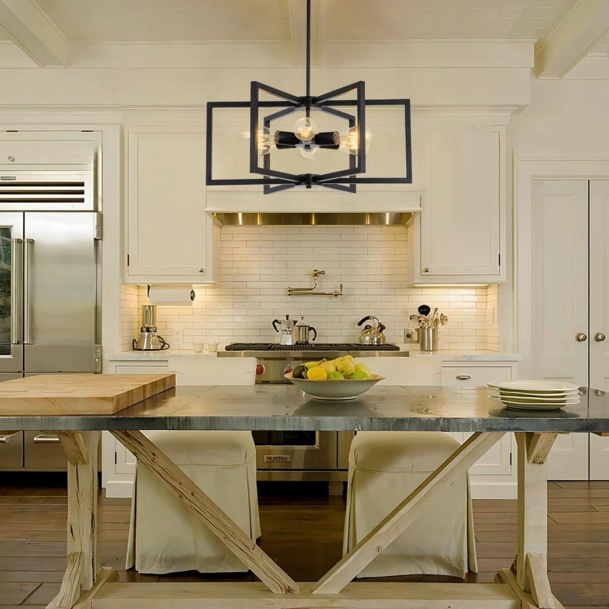Black 23 Inch Farmhouse Chandelier For Dining Room