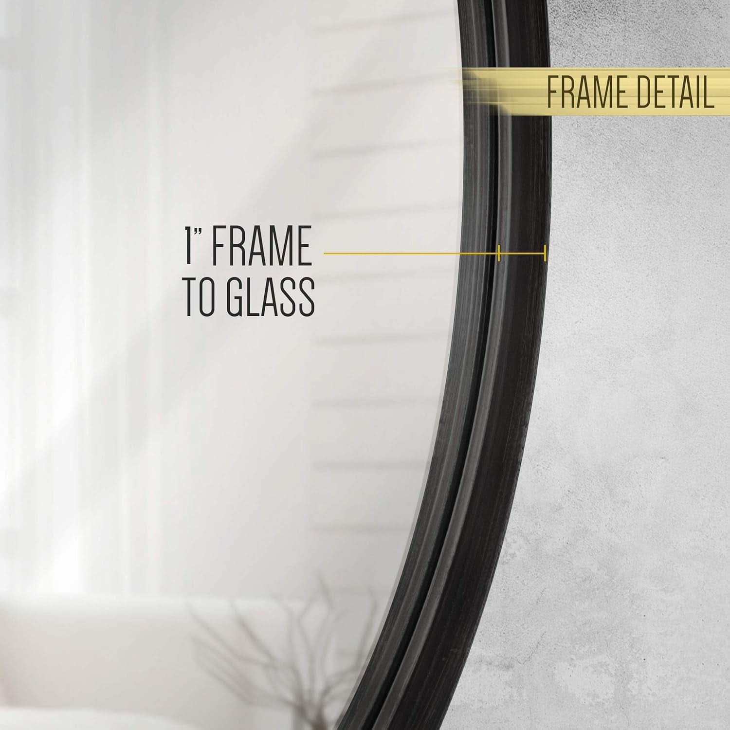 Black 24 Inch Round Wall Mirror Modern Minimalist Decor