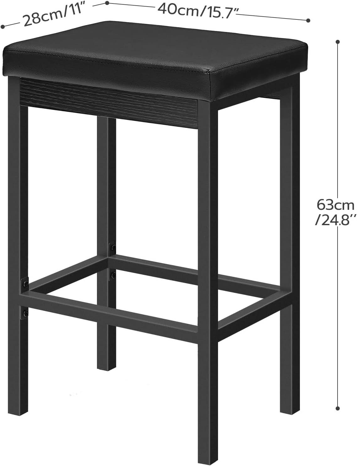 Black 24.8-Inch Bar Stools Set Of 2-Inch Thick Upholstery