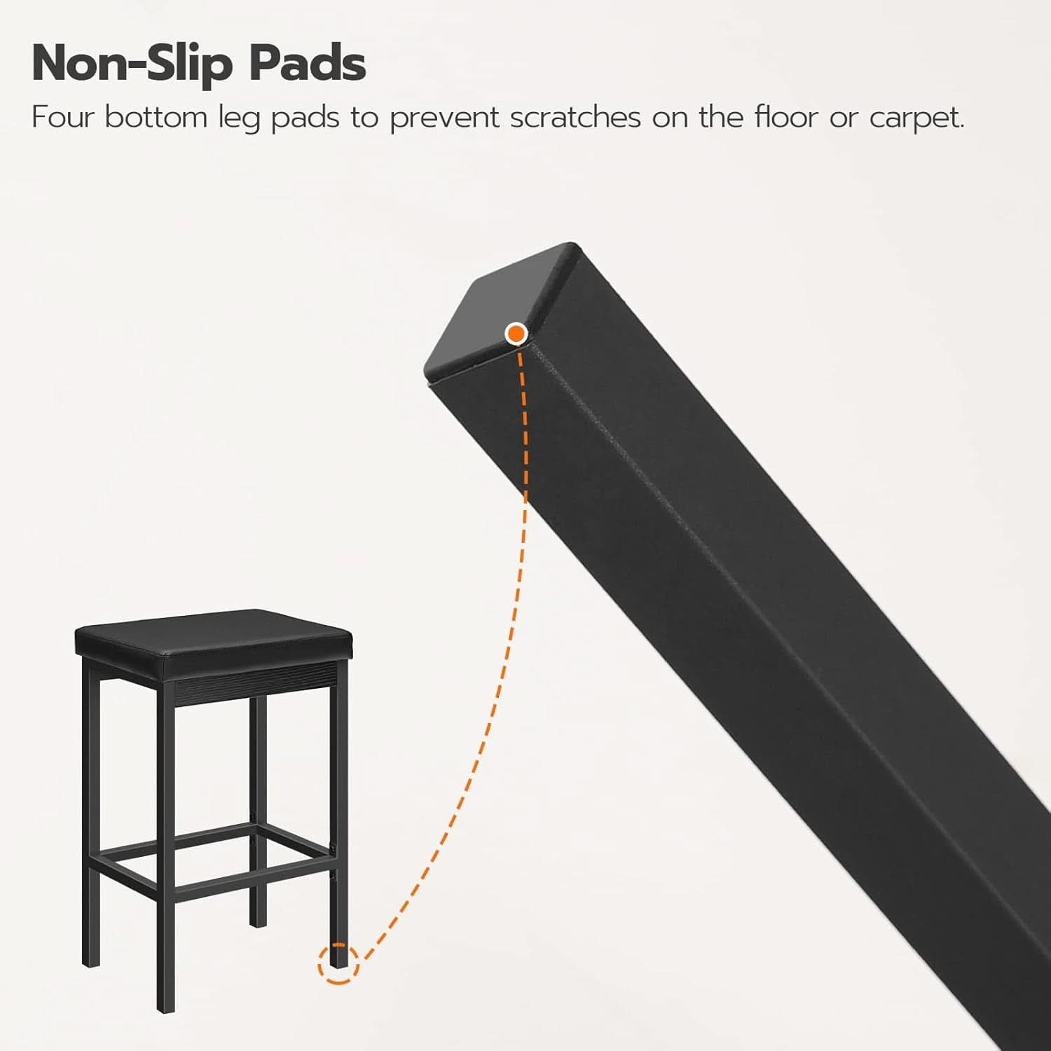 Black 24.8-Inch Bar Stools Set Of 2-Inch Thick Upholstery
