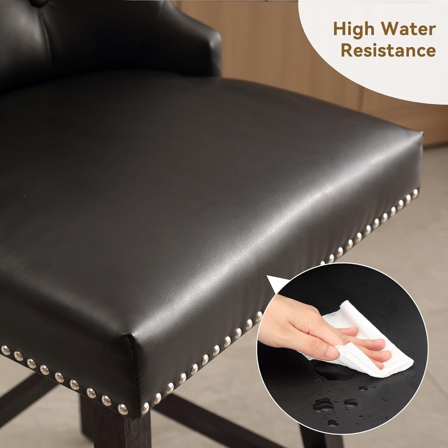 Black 26 Inch Counter Height Swivel Bar Stools With Backs