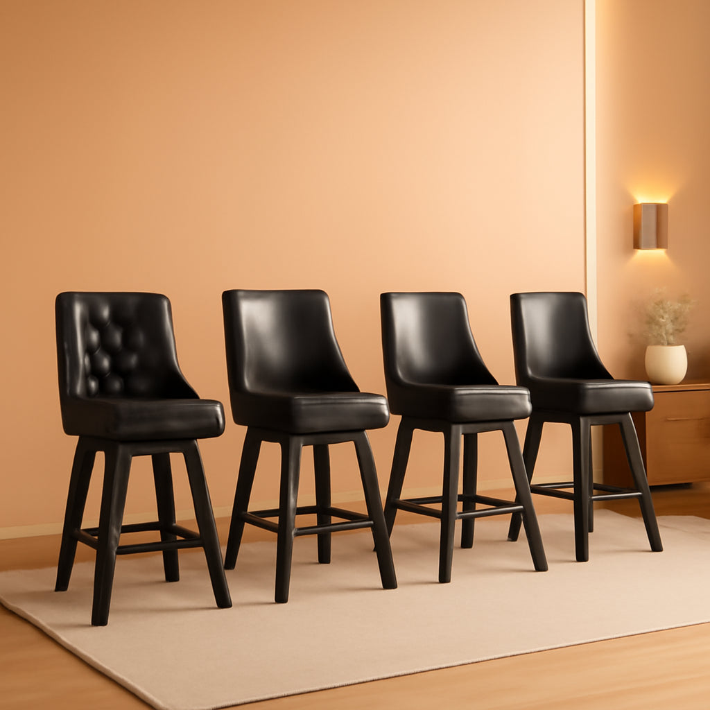 Black 26 Inch Counter Height Swivel Bar Stools With Backs