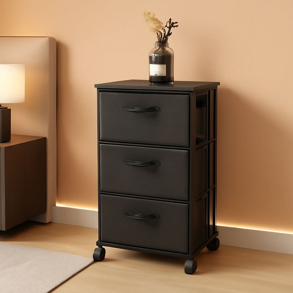 Black 3 Drawer Dresser For Bedroom And Hallway Organization