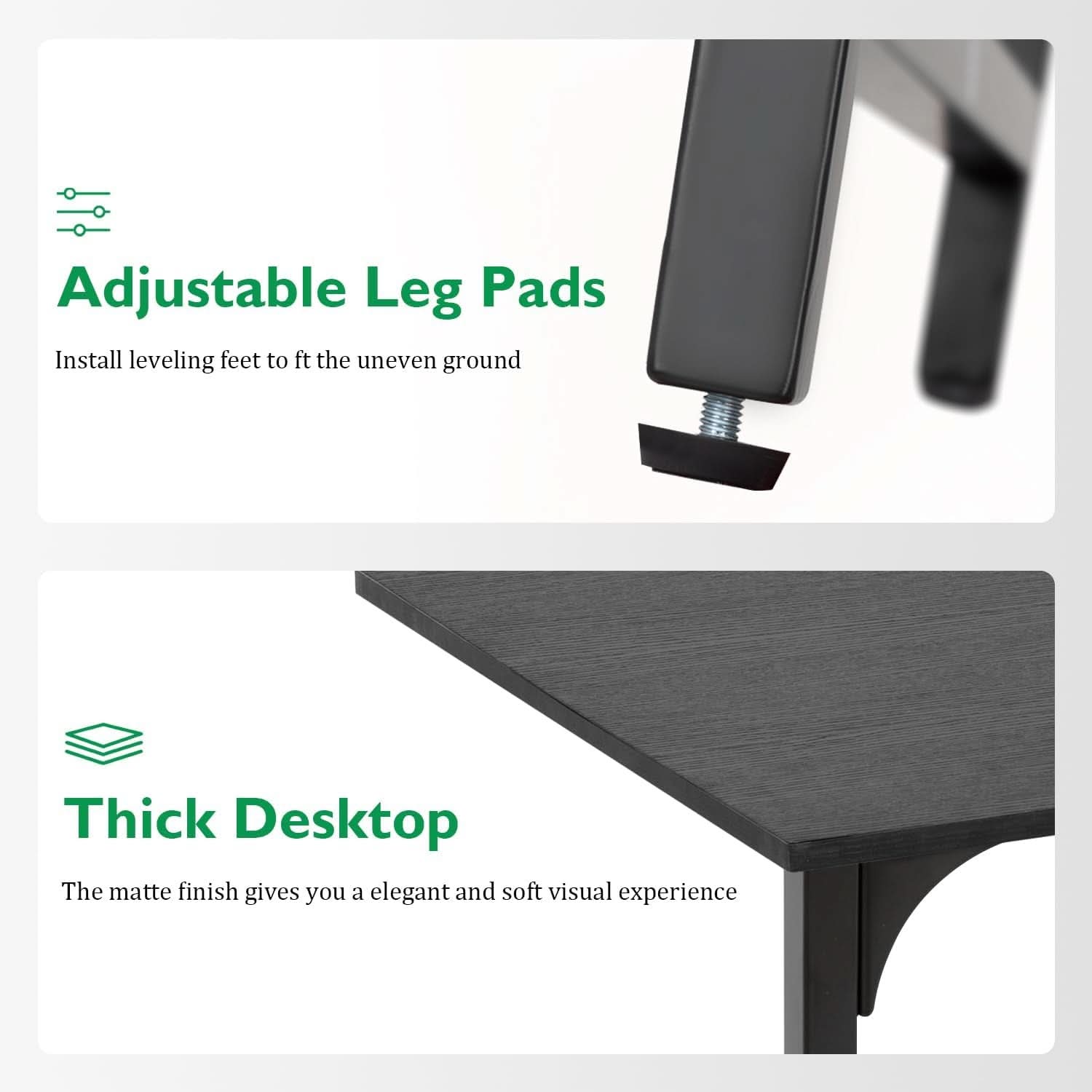 Black 32 Inch Desk And Chair Set For Home Office Use
