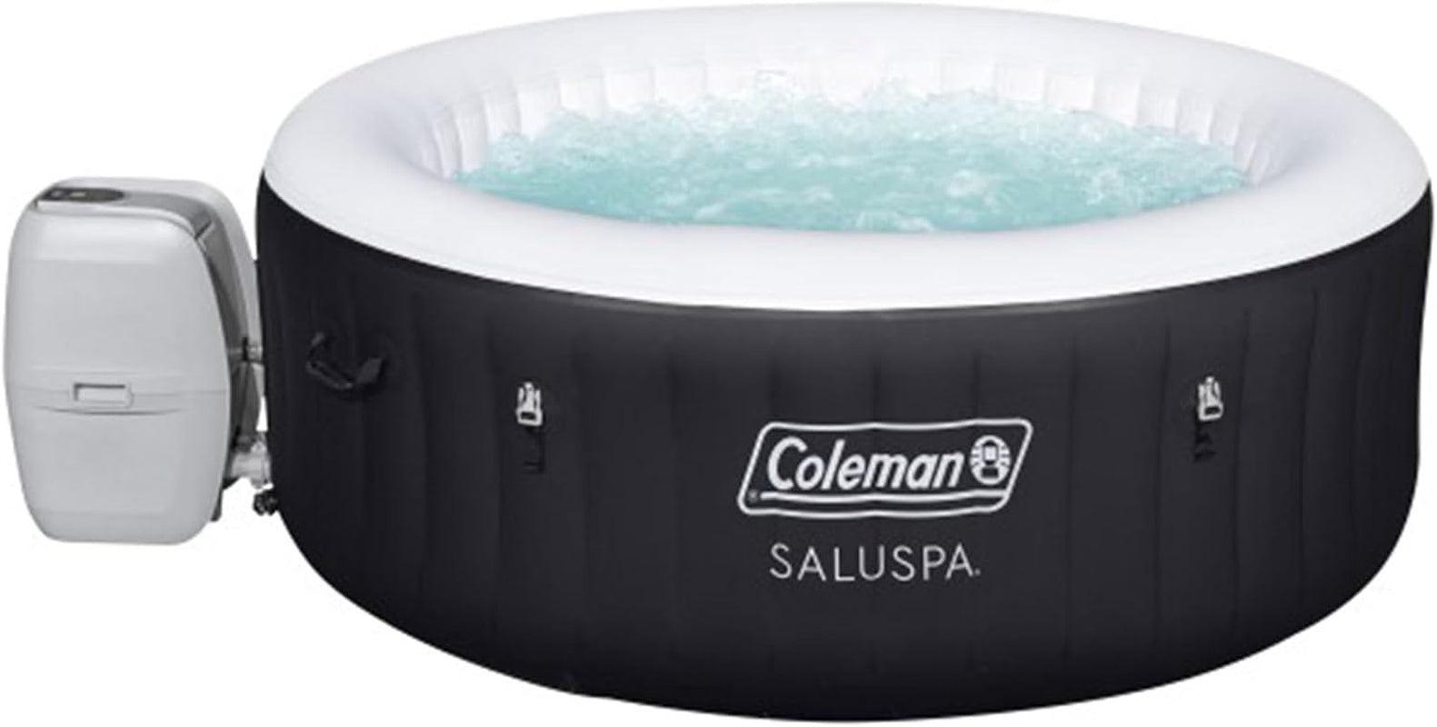 Black 4 Person Inflatable Hot Tub With 60 Air Jets Outdoor Spa