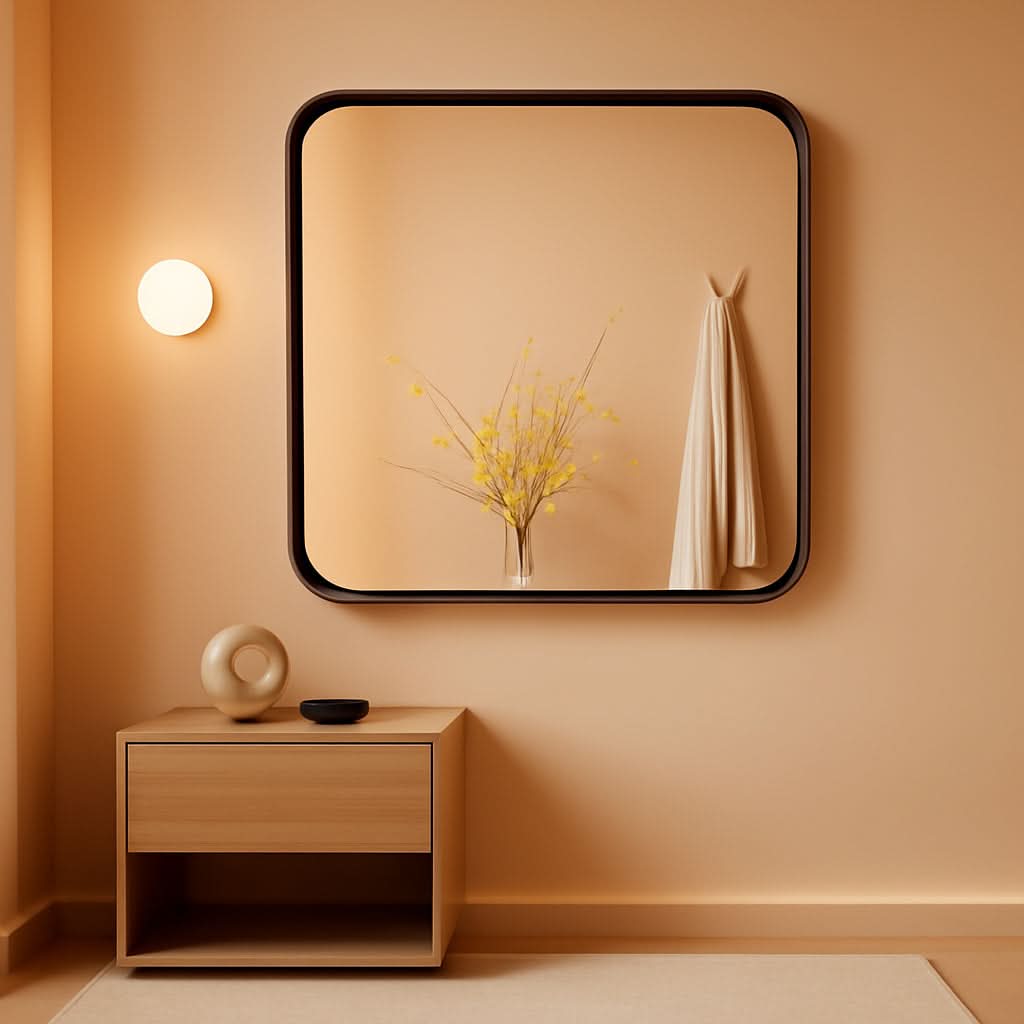 Black 40x30 Inch Metal Framed Rectangular Bathroom Mirror