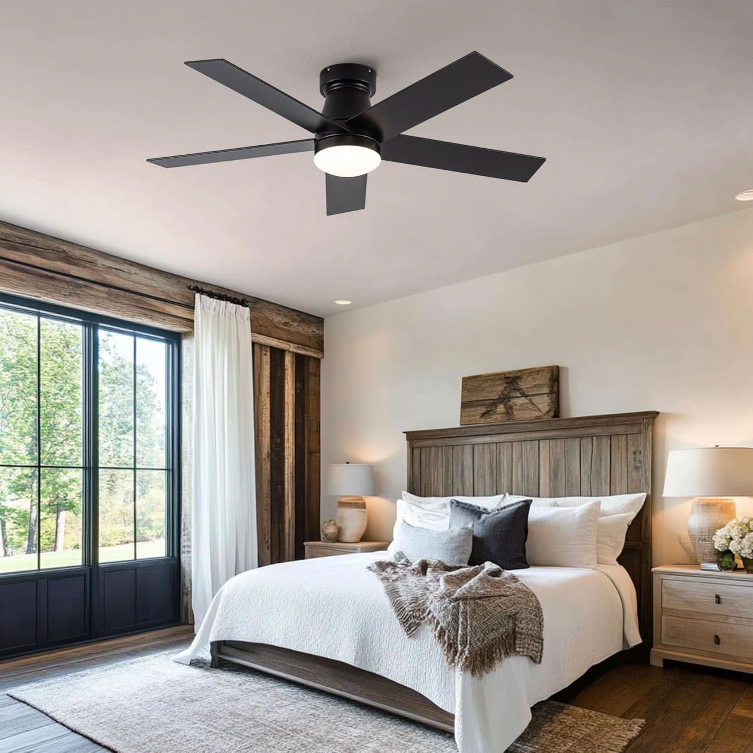 Black 47 Inch Low Profile Ceiling Fan With Remote LED
