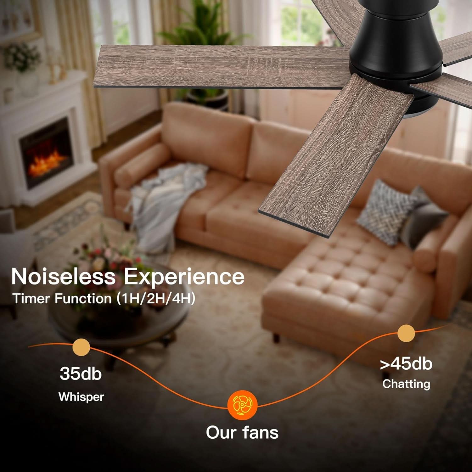 Black 47 Inch Low Profile Ceiling Fan With Remote LED