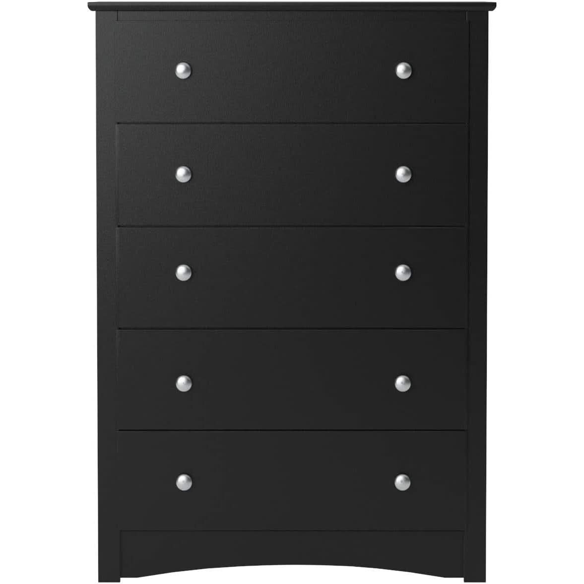 Black 5 Drawer Bedroom Dresser Chest With Ample Storage