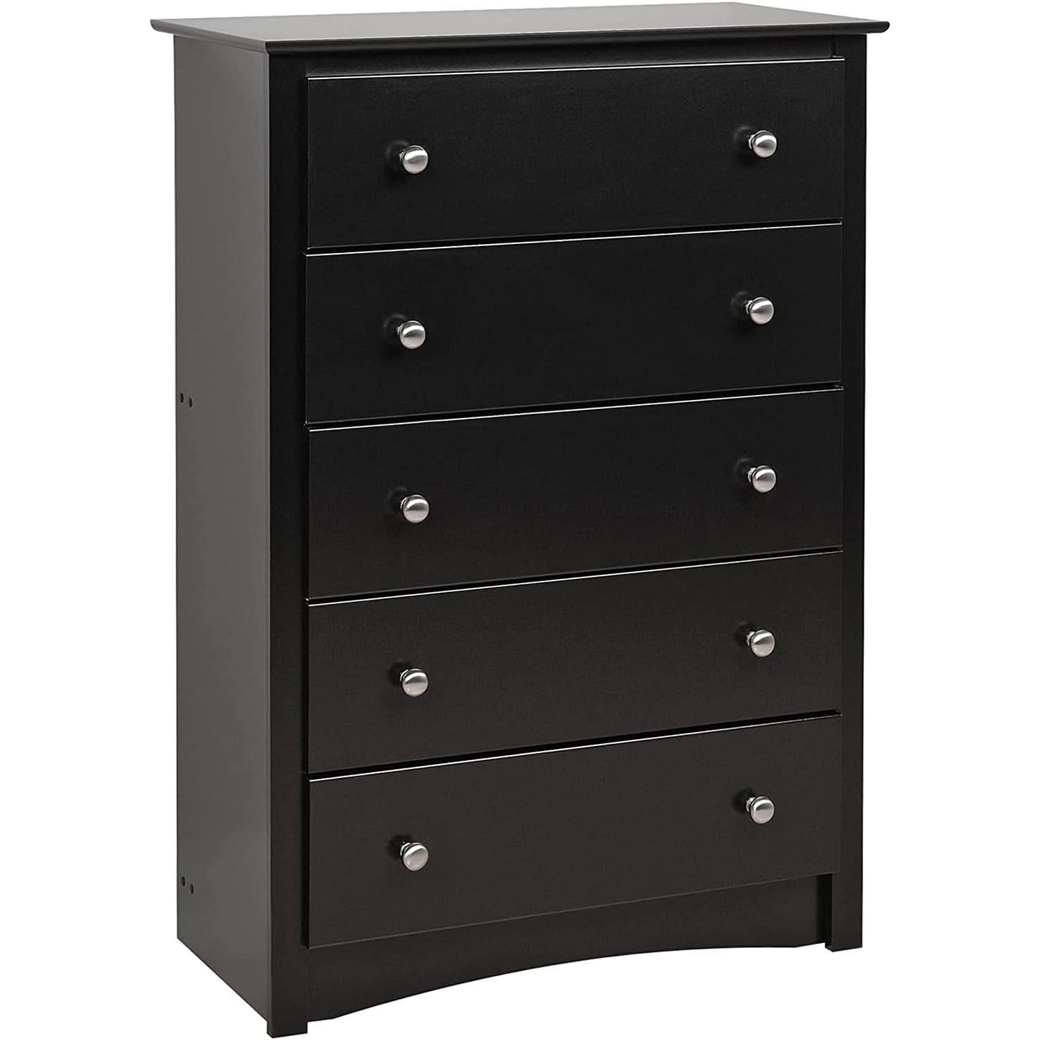 Black 5 Drawer Bedroom Dresser Chest With Ample Storage