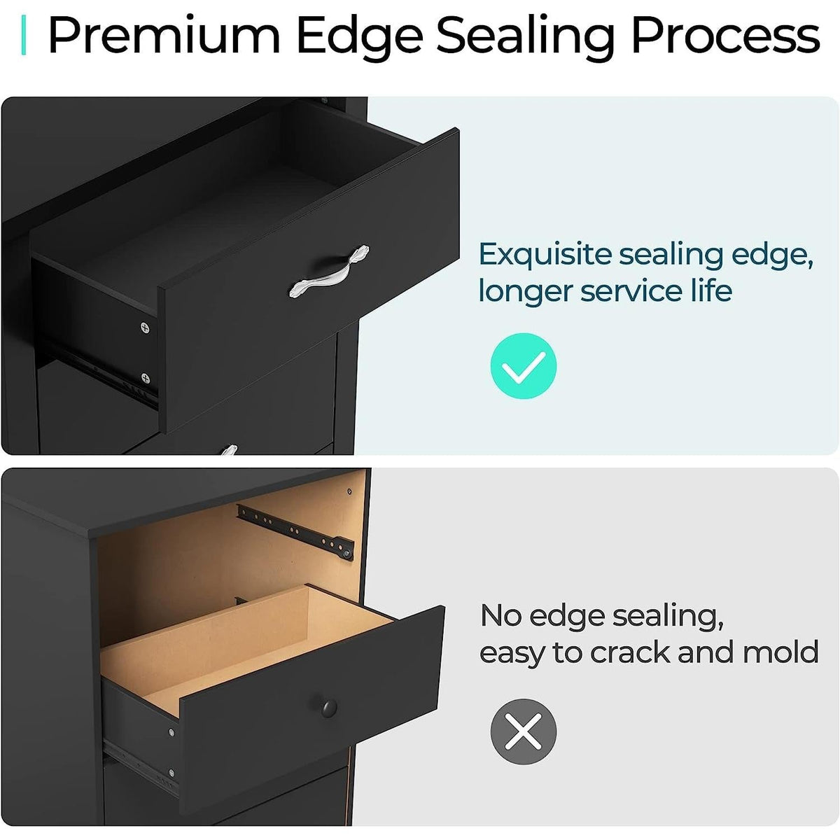Black 5 Drawer Dresser for Nursery Organization Storage